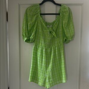 Topshop Green Plaid Romper